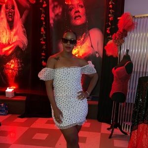 Black and white dress.